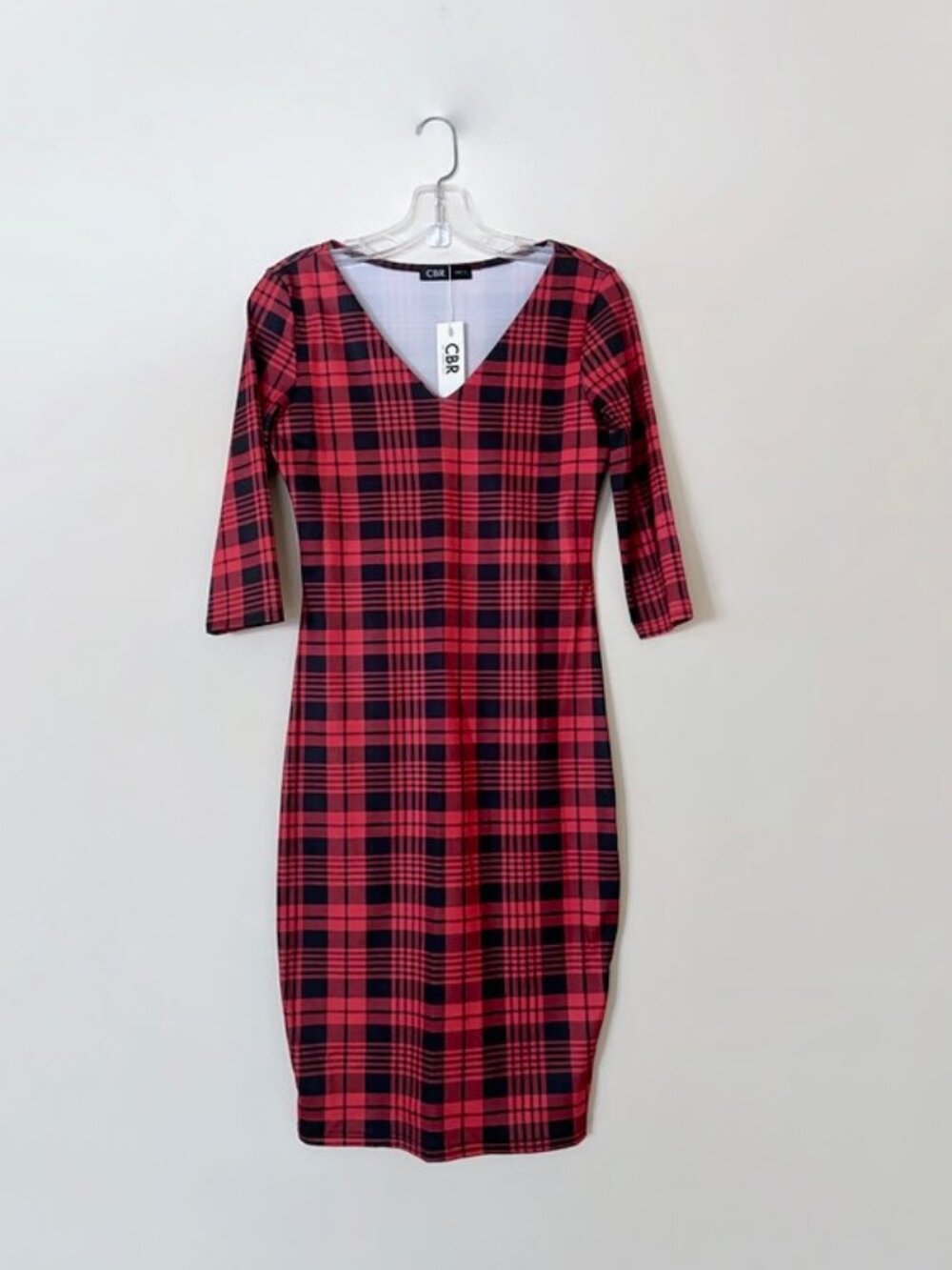 CBR  Elegant plaid body con dress for Christmas